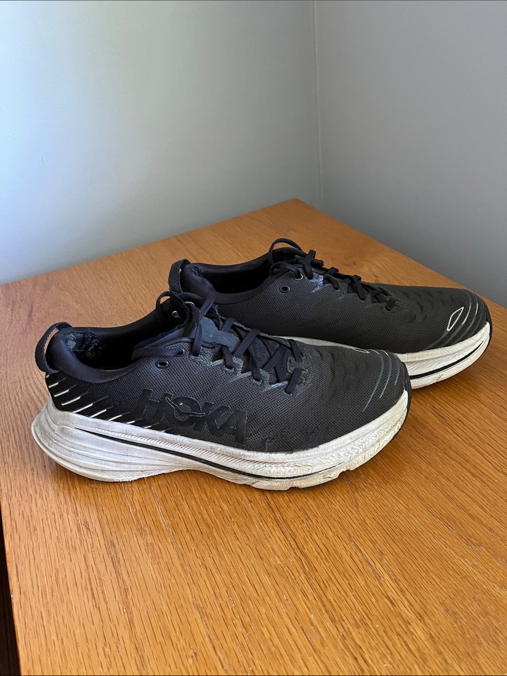 Hoka Black Sneakers with White Soles US 11